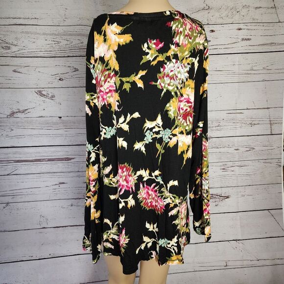 Style & Co Black Floral Long Sleeve Blouse 1X NWT - Picture 2 of 4